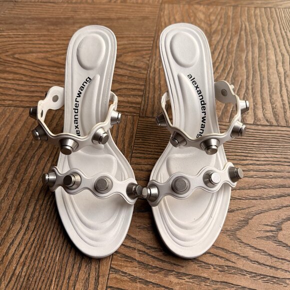Alexander Wang Riot 85 Stud Strap Sandal White - Picture 2 of 7